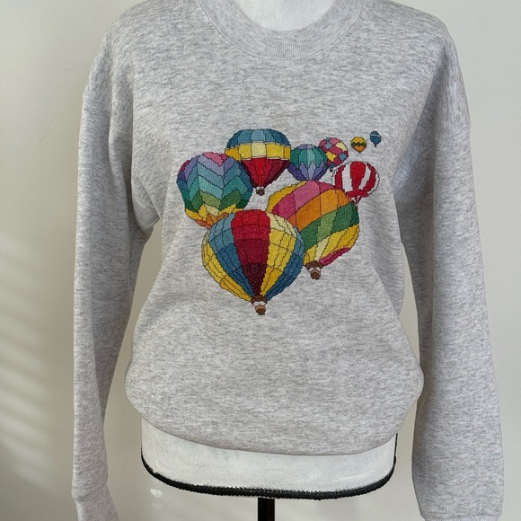 Sturdy Sweats Tops - Hot air balloon embroidered 
Sturdy Sweatshirt by Lee Gray-  Colorful